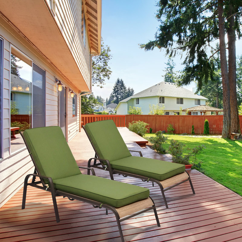 Outdoor Chaise Lounge Cushion, Set of 2, Green