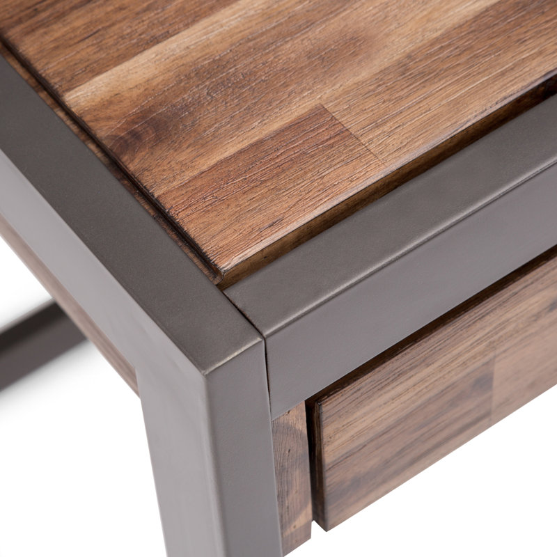 Erina Farmhouse Brown Solid Acacia Wood Desk with Keyboard Tray