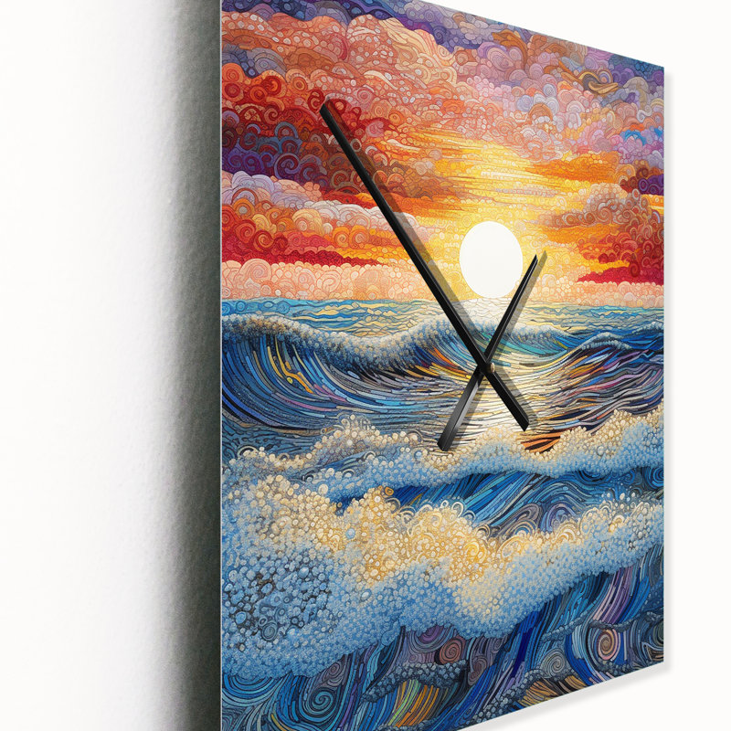 Daine - Horloge murale océan surdimensionnée, Moyen