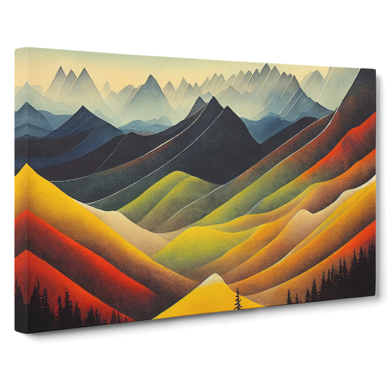 Watercolour Mountain Scene Vol.1 - Wrapped Canvas, 35cm H x 50cm W x 3cm D