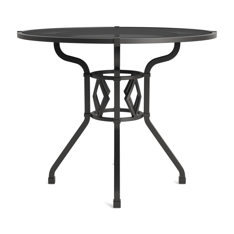 Venetian Outdoor Round Dining Table, Textured Pewter, 36" D