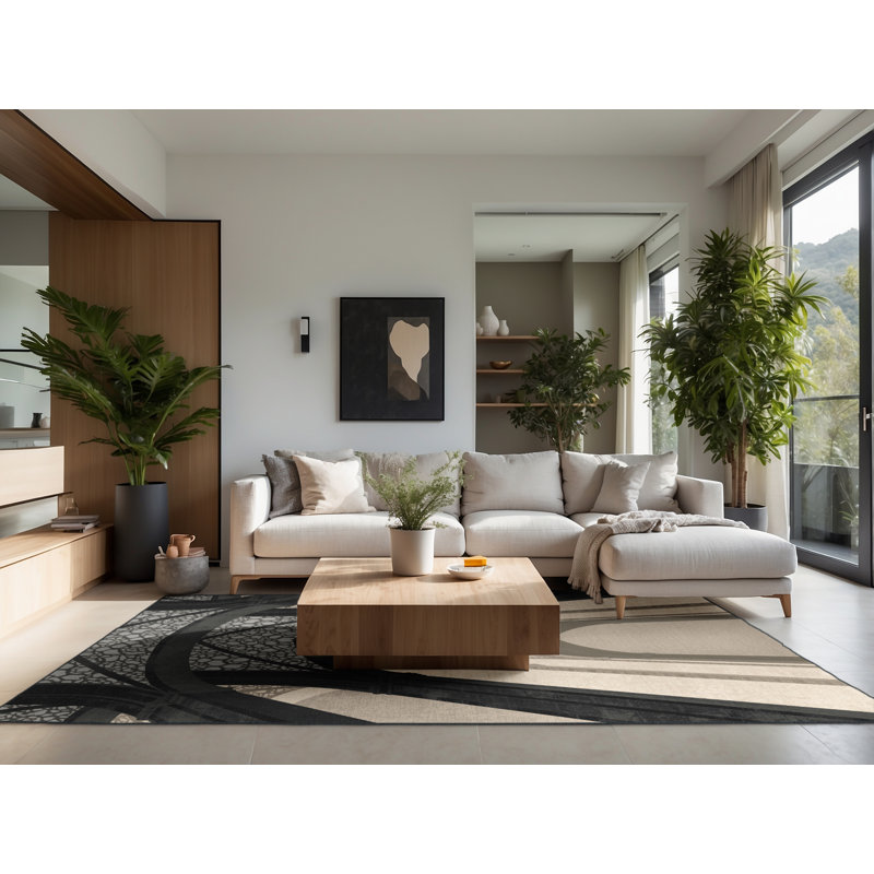 Tapis oriental gris moelleux doux et moelleux Dahill, Carré 7 pi