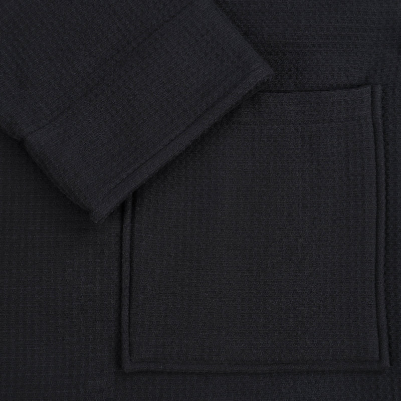McPhail Waffle Weave Honeycomb Cotton Soft Plush Lightweight Unisex Adult Bath Robe, M, Black