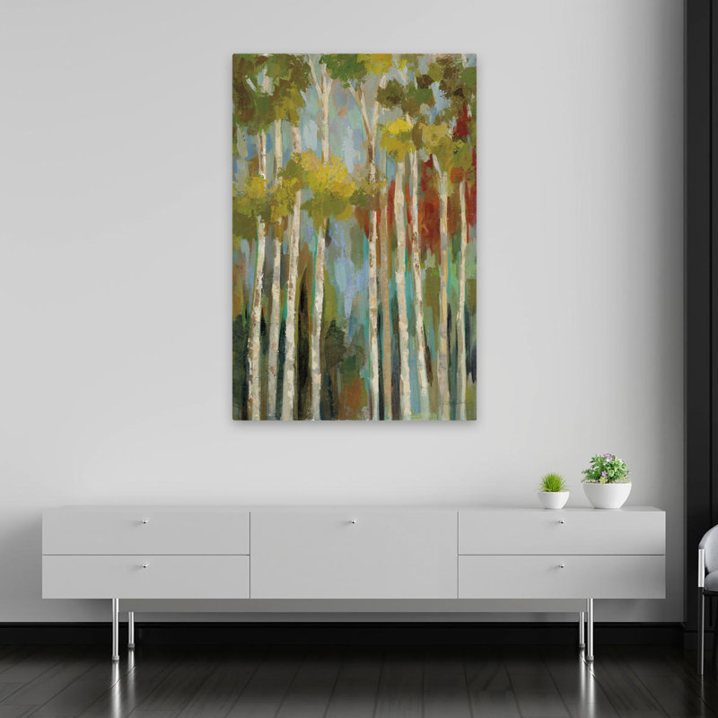 Young Forest II - Bouleau d'automne bleu-brun, H 60 po x l 40 po