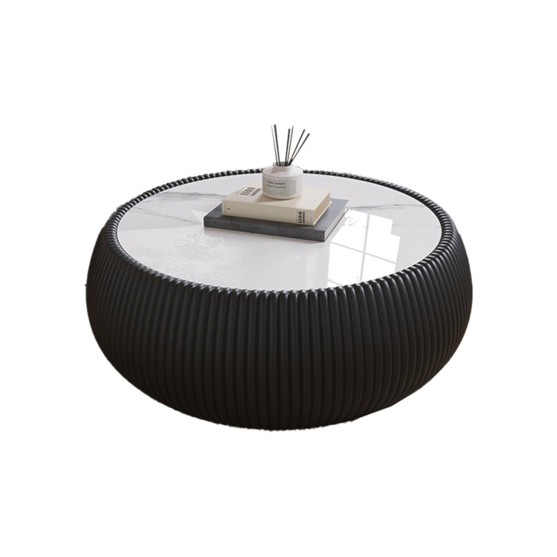 Marble Countertop Round Coffee Table, Black