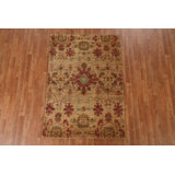 Tapis unique en jute beige / brun / rouge noué à la main 3 pi 10 po x 5 pi 6 po