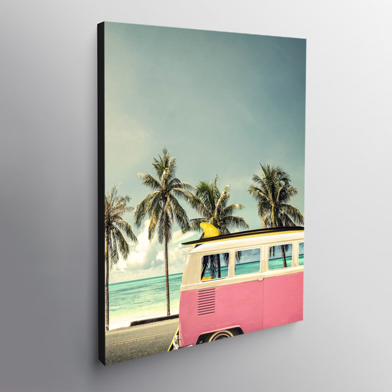 Camper Van Surfer - Wrapped Canvas Print, 120cm H x 84cm W x 4cm D