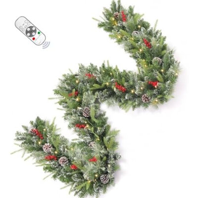 108 " Pre-Lit Mixed Greenery Garland