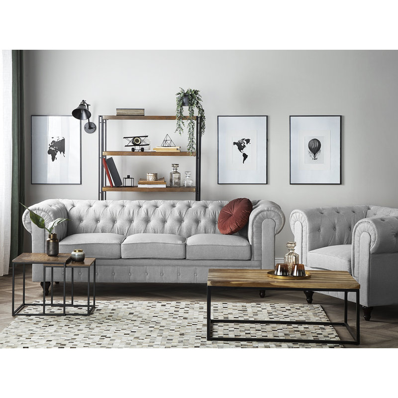 Lefever Upholstered Chesterfield Chair, Grey