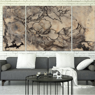 Tattooed Floral I 3-Piece Painting Print