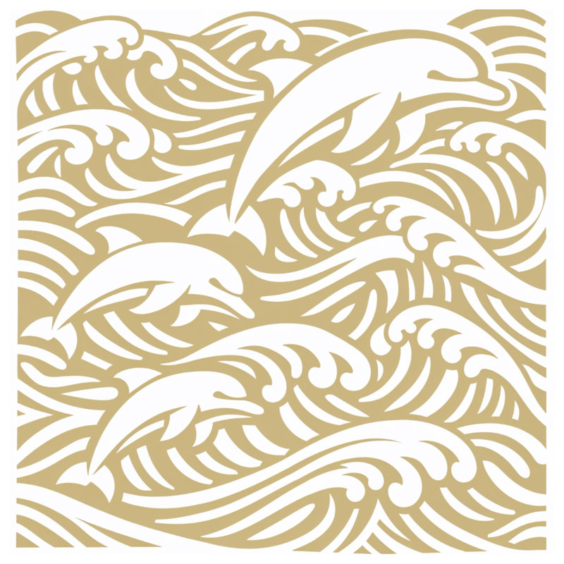 Rideaux de douche Dolphins And Ocean Waves, 70in W x 84in H