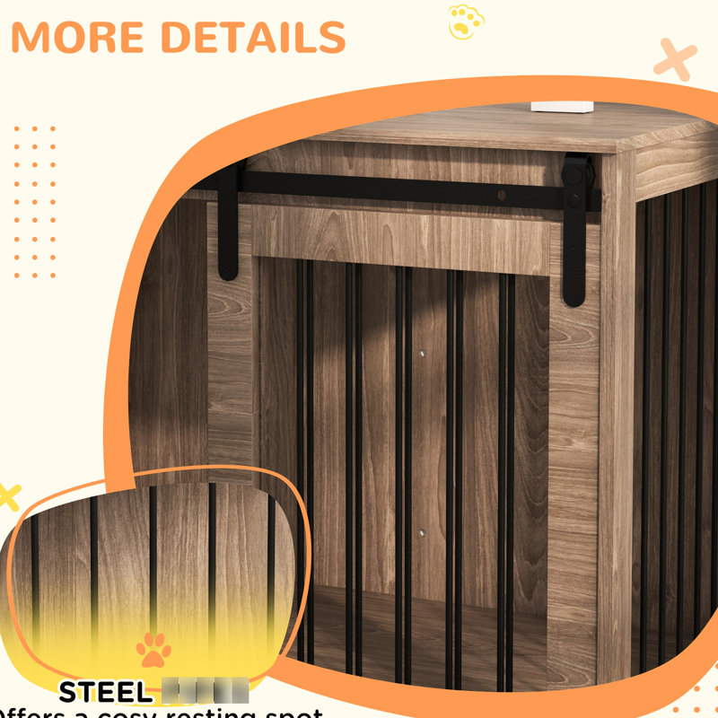 Table pour chien Dog Kennel - brun noyer, 39 po x 23 po x 24 po, pour grands chiens, intérieur, cage ventilée et fonctionnelle