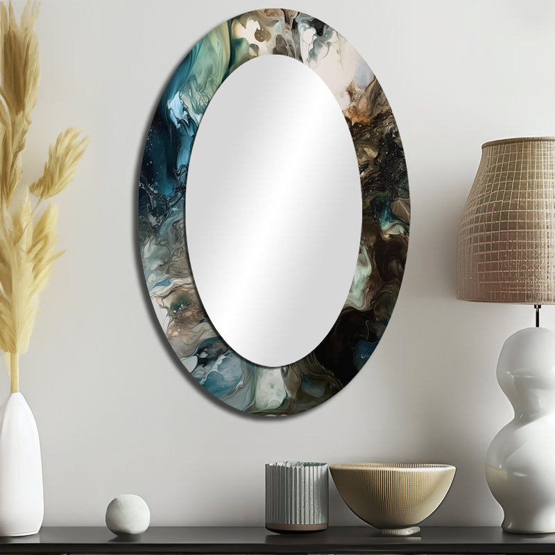Miroir mural vert et noir Inner Worlds of Marble III, 36" x 24"