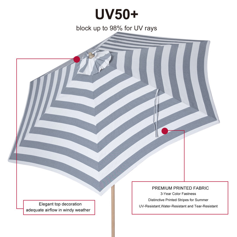 Parasol avec manivelle Spragens 108, Cabana noir / blanc