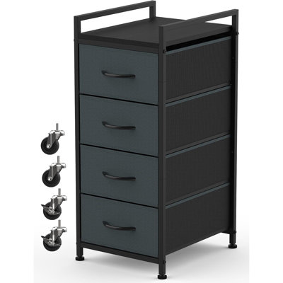 4-Tier Chest Of Drawers Wardrobe Storage Cabinet Tower Clothes Storage Drawer Small Bedside Table Fabric Storage Unit With Wooden Top