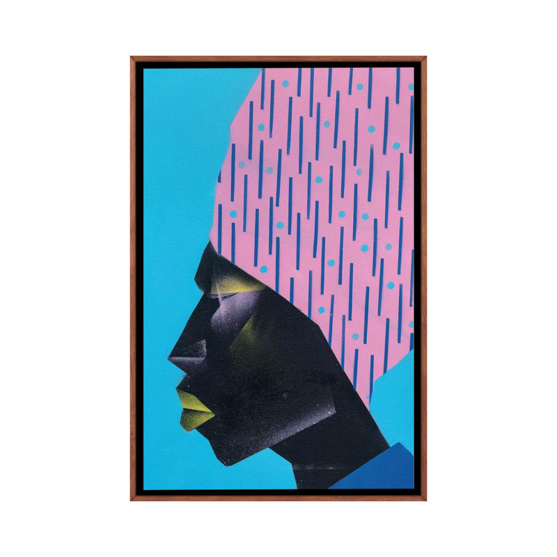 Pink Turban by VCalvento - Print on Canvas, 101.6 cm H x 66.04 cm W, Classic Brown Wood Framed