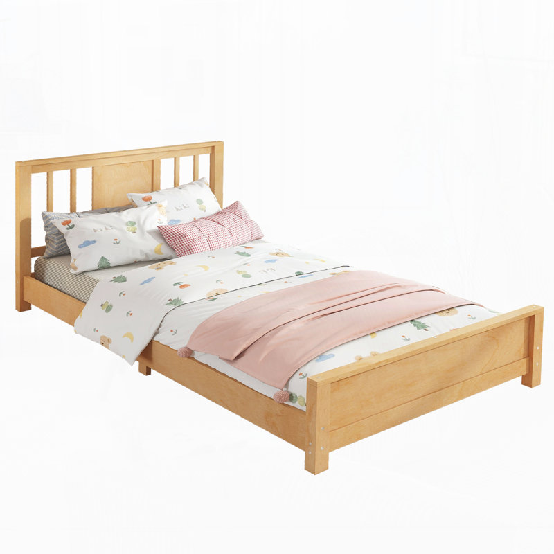 Cadre de lit plateforme avec tête de lit, cadre de lit plateforme en bois massif, lit de plancher avec lattes de soutien