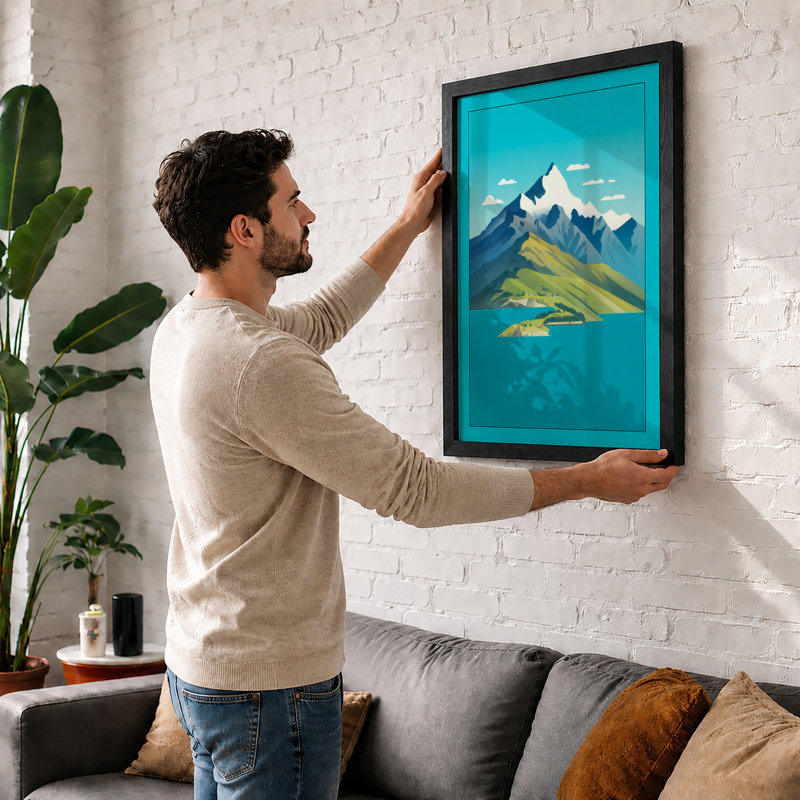 Mountain Peak Geometric - Print, A1 - 84.1 x 59.4 cm, Black