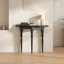 Console demi-cercle en bois massif noir-390240814
