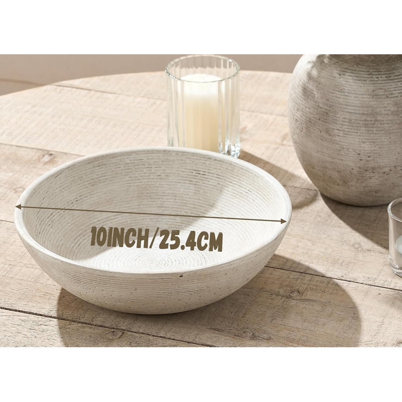 Bol décoratif rond en céramique fabriqué à la main de 10 pouces, bol à ferme rustique pour table basse