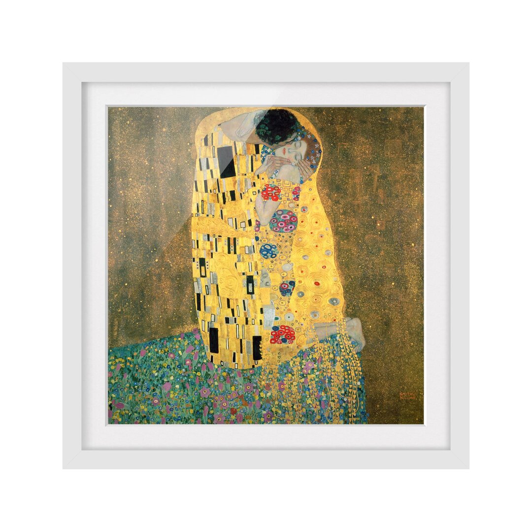 Gerahmtes Papierbild Der Kuß von Gustav Klimt