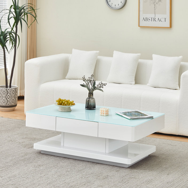 Coffee Table with Storage, White