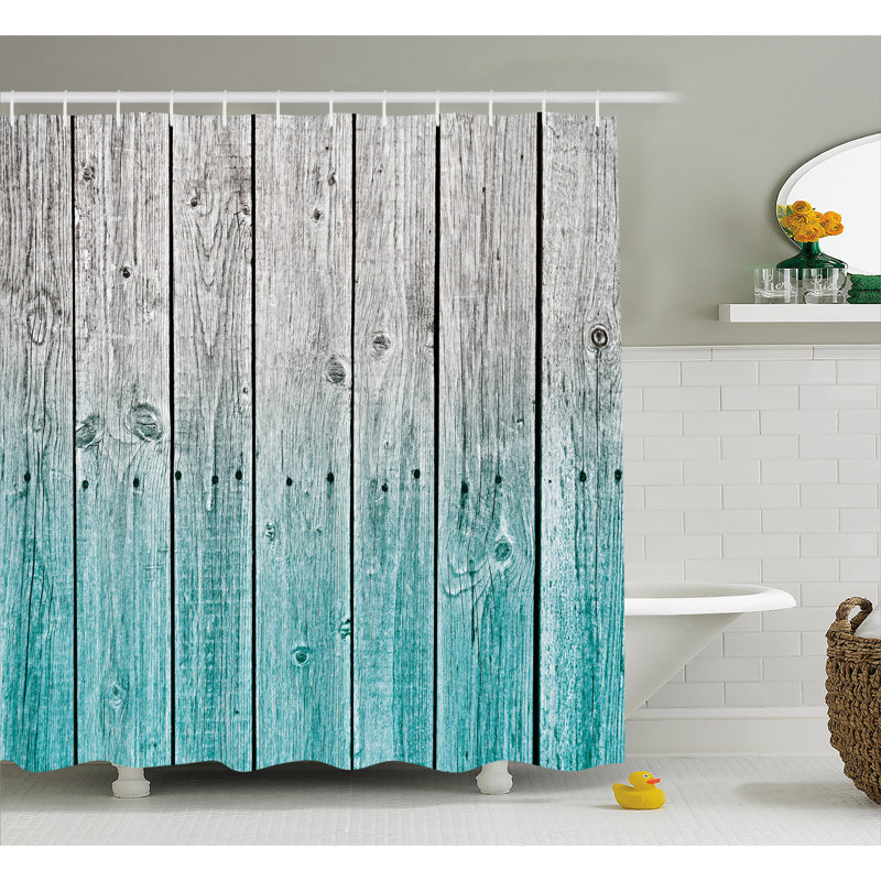 Shower Curtain with Hooks Included, Moonstone Blue, 36" H x 72" W