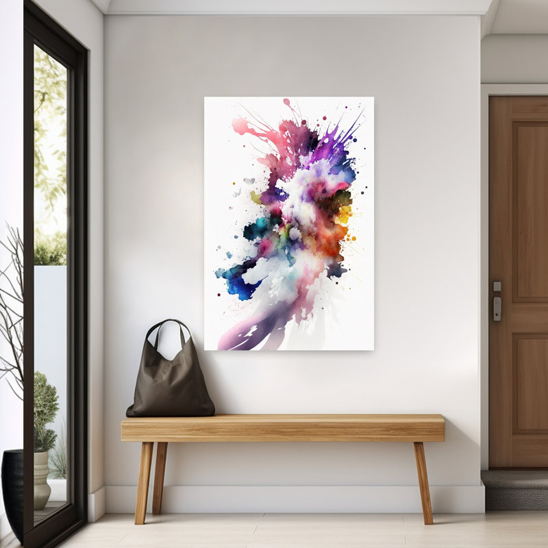 Abstract Color Explosion Abstract Contemporary Modern Violet Wall Art Print, 152.4cm H x 101.6cm W