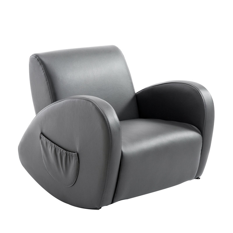 Fauteuil pour enfants confortable en cuir PU à base berçante avec poches latérales pratiques - idéal pour se détendre, jouer et plus encore