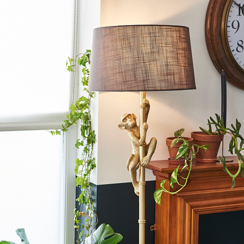 Meggan 150cm Traditional Floor Lamp, Gold, No, Dark Grey