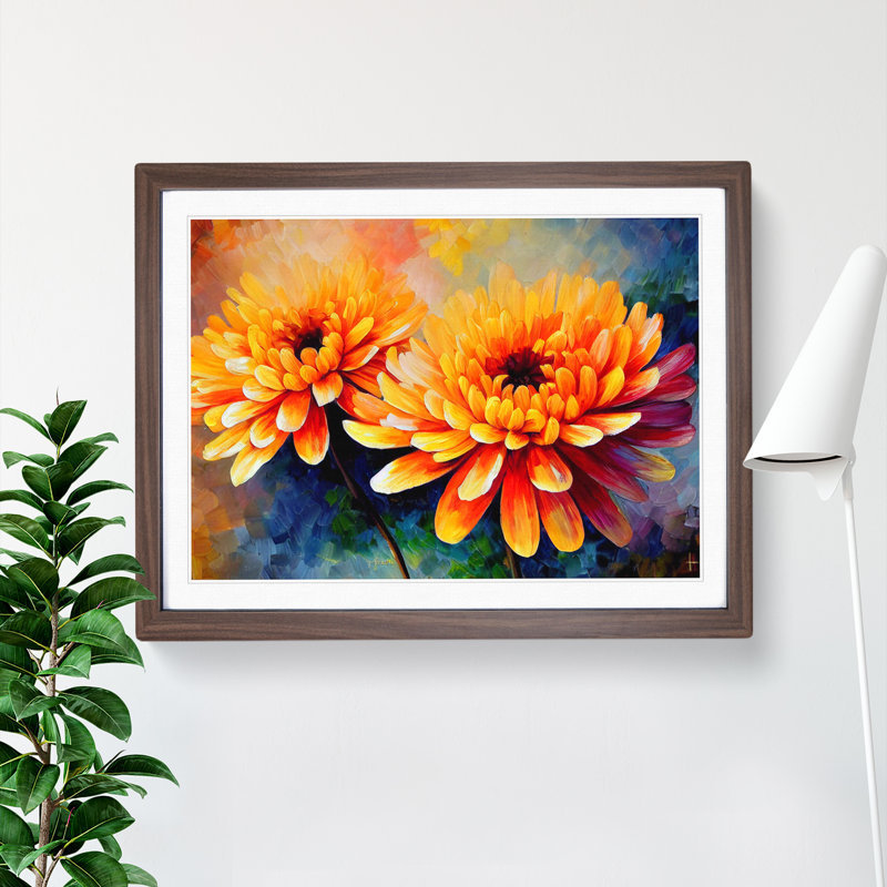 Chrysanthemum Flowers Vol.4 - Framed Print, 34cm H x 46cm W x 2cm D, Walnut Framed