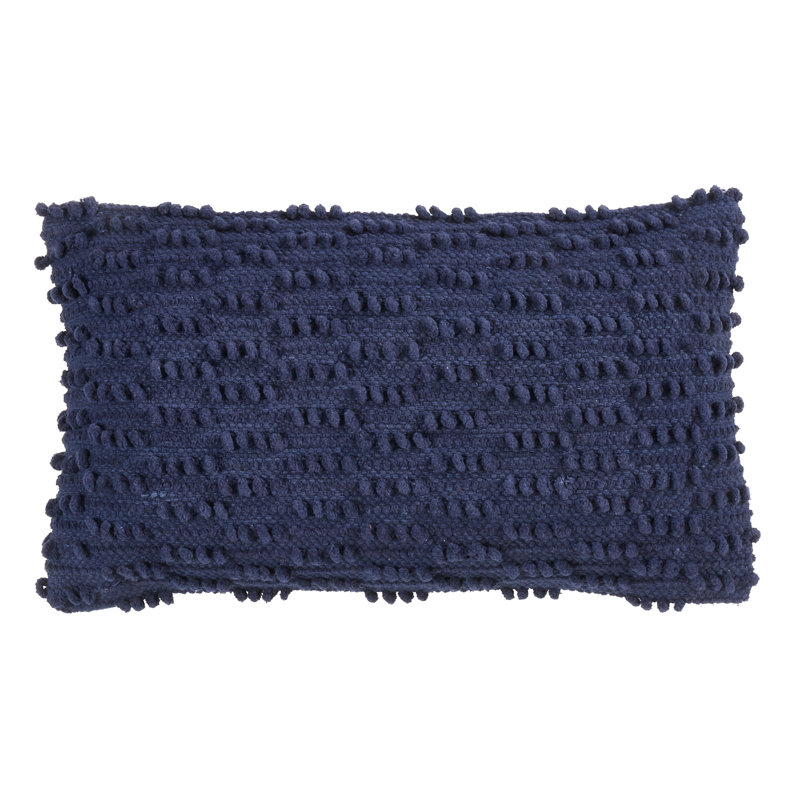 Theo Collection Ruffled Cotton Throw Pillow, Navy Blue