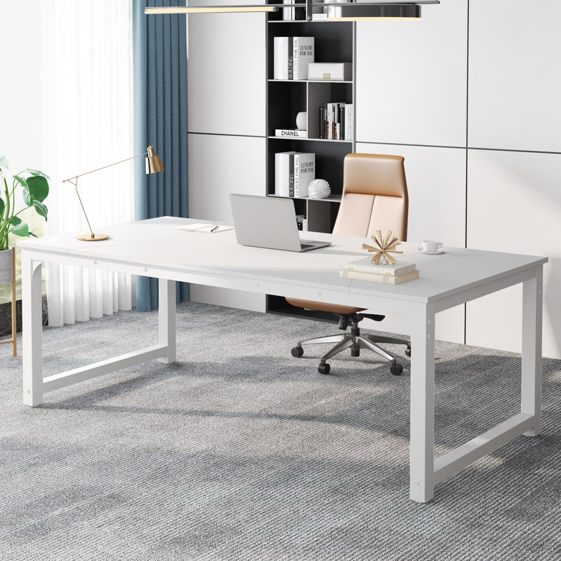 Montserat Desk, 30.3" H x 78.7" W x 39.4" D, White