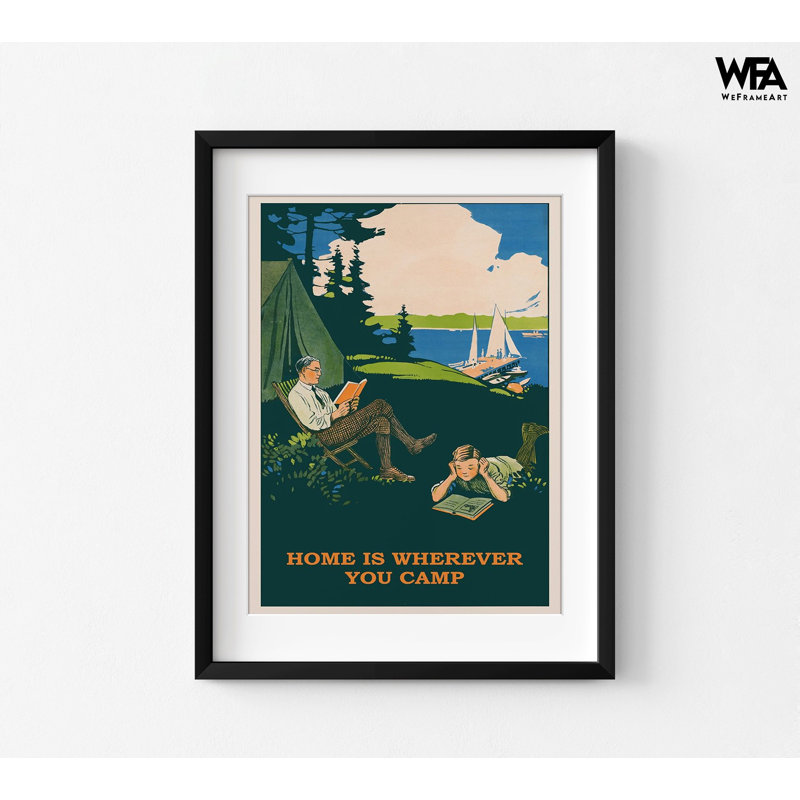 Vintage Camping Poster, Extra Large Retro Family Camping Trip Poster, Family Cabin Wall Art, Playroom Artwork, Vintage Nature Poster