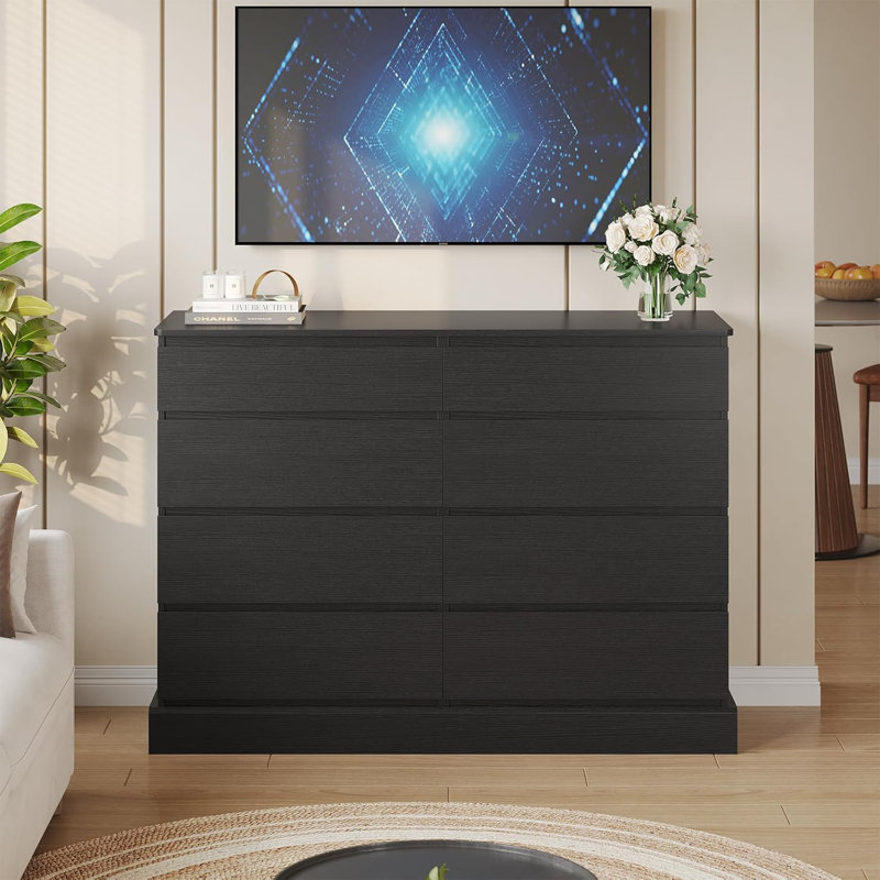 Commode pour la chambre à coucher, commodes doubles modernes à 8 tiroirs, commode de rangement pour le salon, vestibule, dimensions 51,6 po x l 15,7 po x 37,7 po