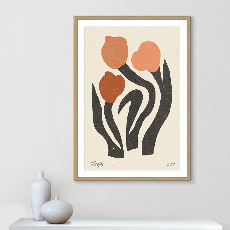 Imprimé de fleurs modernes par NKTN, 29.5'' W x 41.5'' H, Matted Print, Naturel