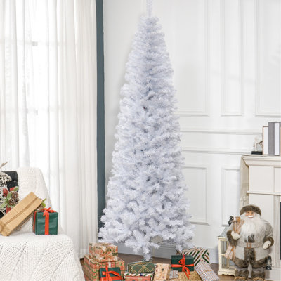Arbre de Noël artificiel blanc 7 pi mince, 818 pointes pour les pointes décoratives, séduisant