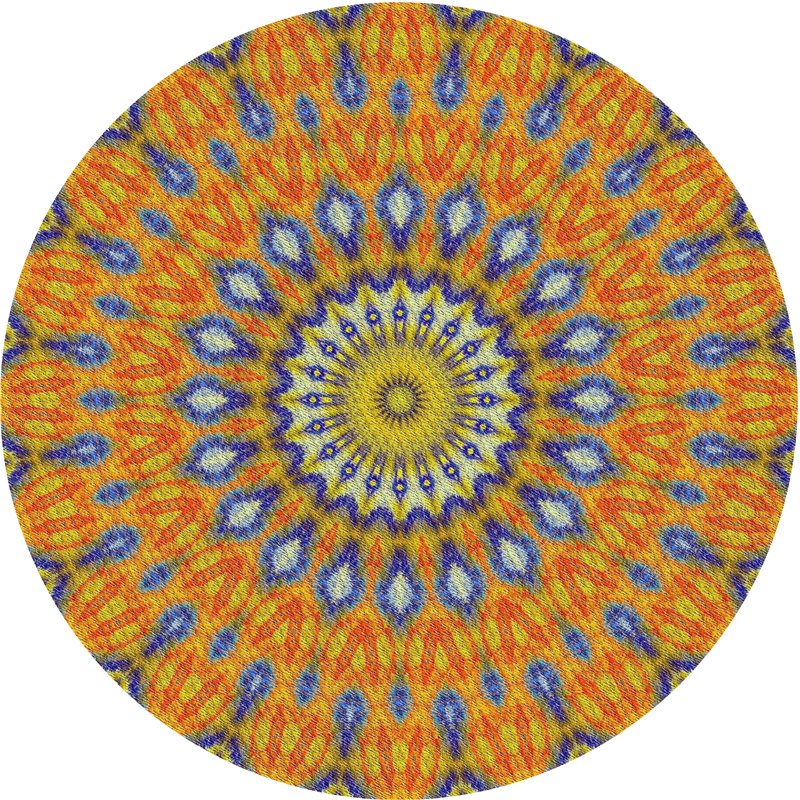 Tapis orange Ikat, Rond 6 pi