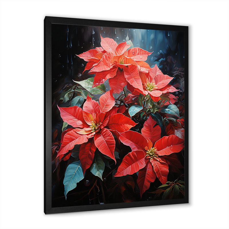 Cartha rouge, noir, poinsettia, fleur - imprimé, Cadre photo noir, H 20 po x l 12 po x P 1 po