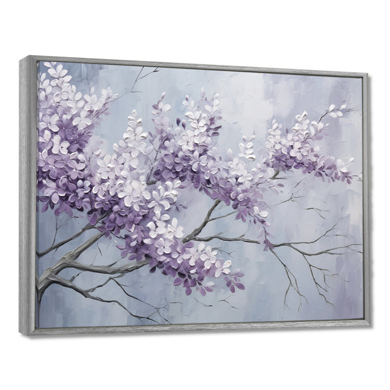 Beautiful Lilac Dreamscape IV - Lilacs, art mural encadré, H 34 po x l 44 po x P 1,5 po, Encadrement argenté