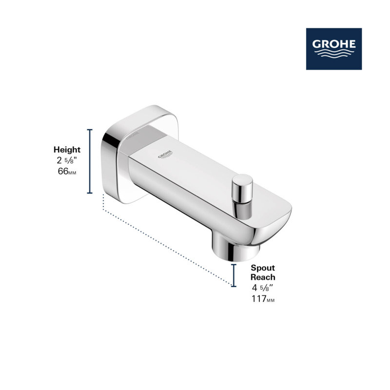 Cubeo Diverter Tub Spout, Chrome
