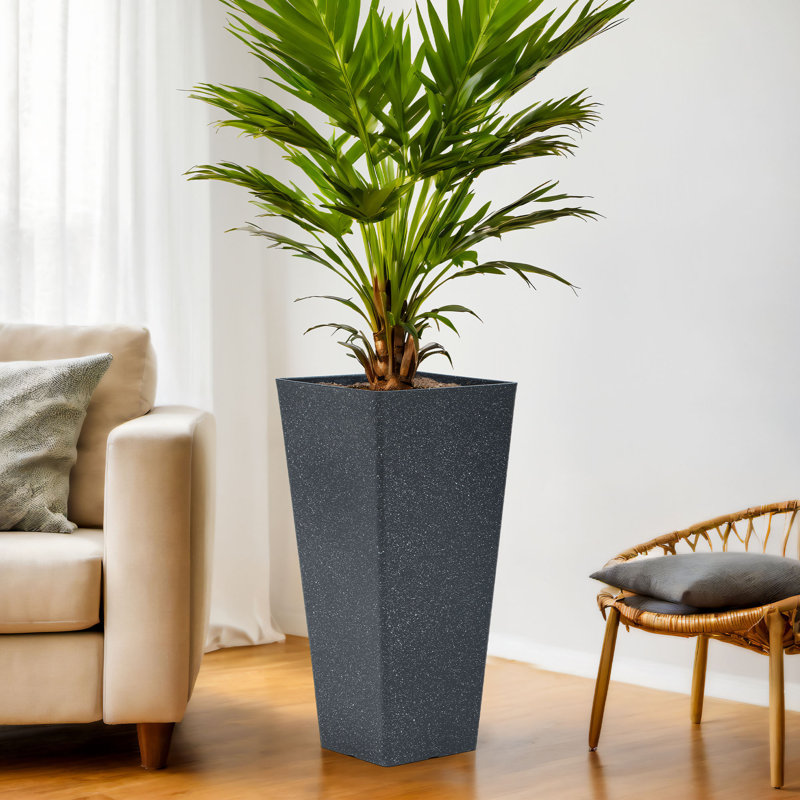 28" Weather-Resistant Tall Planter Box Modern Minimalist Large Flower Pot Planters