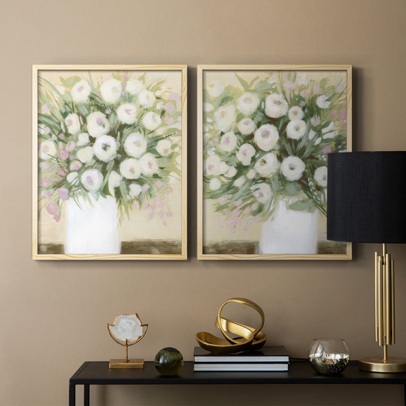 «Soft Sun Bouquet I», reproduction encadrée de qualité supérieure - prête à être accrochée - aucun clou requis - aucun clou requis