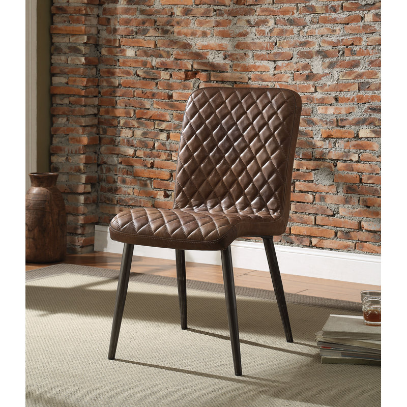 Chaise d'appoint rembourrée en cuir Fargo chocolat rétro