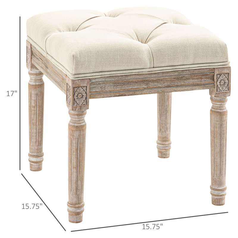 Tabouret beige, avec une structure en bois pour la chambre à coucher, le salon, le vestibule de style rétro beige, des pieds robustes