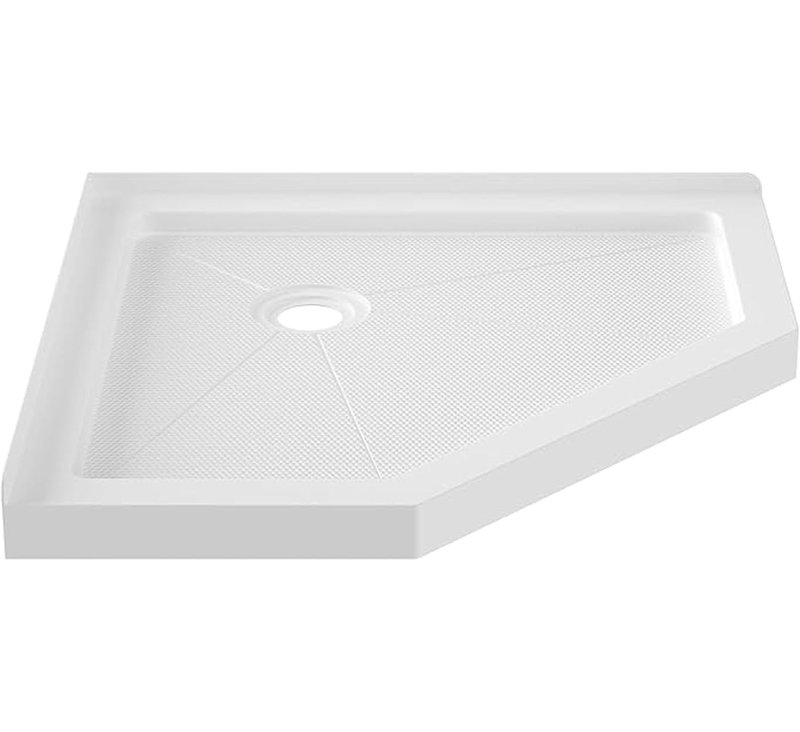 Base de douche antidérapante - ABS durable, bonde centrale, surface texturée, certifiée CUPC et certifiée par la Safety Association, légère, avec trousse de bonde incluse - idéale pour la rénovation de salle de bain