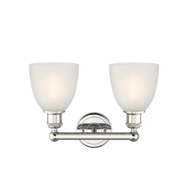Éclairage pour meuble-lavabo à 2 lumières 15 pouces Philomene, Blanc, Cuivre antique