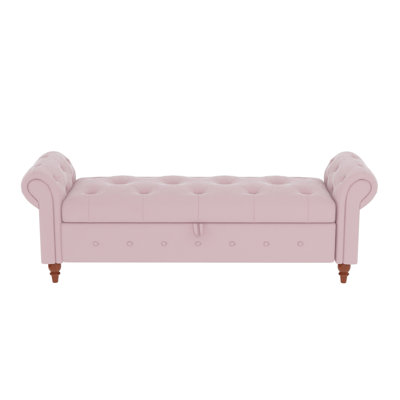 Bed Bench Pink Velvet