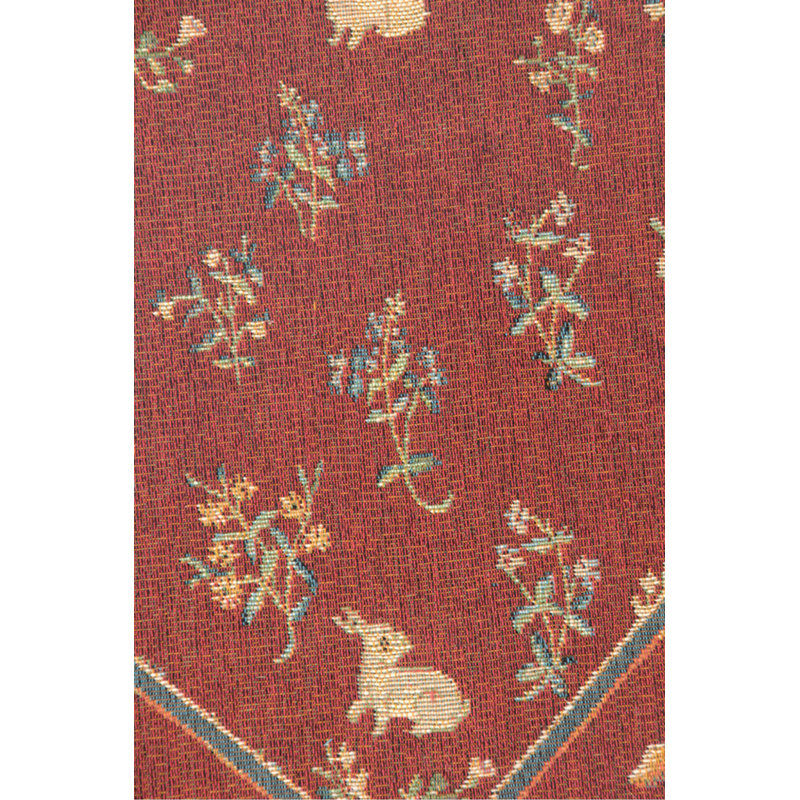 Medieval Red Wool and Cotton Table Runner with Tassels