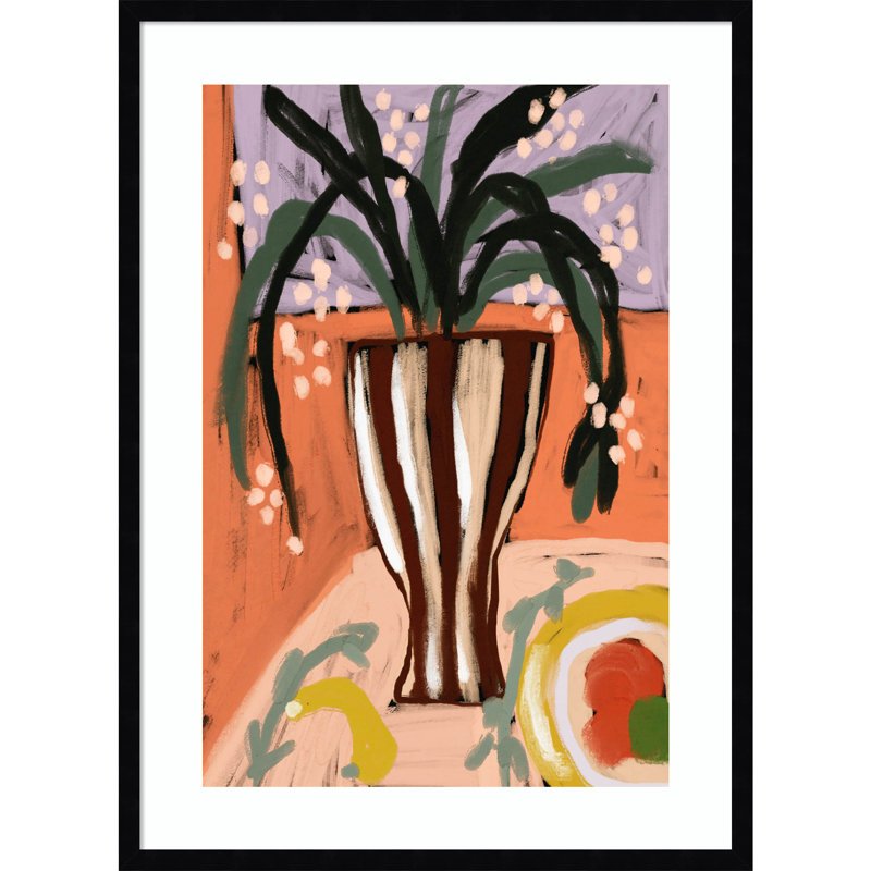 Oksana Floral Still Life No 3 by Treechild Wood Framed Wall Art Print, Black, 33" H x 24" W